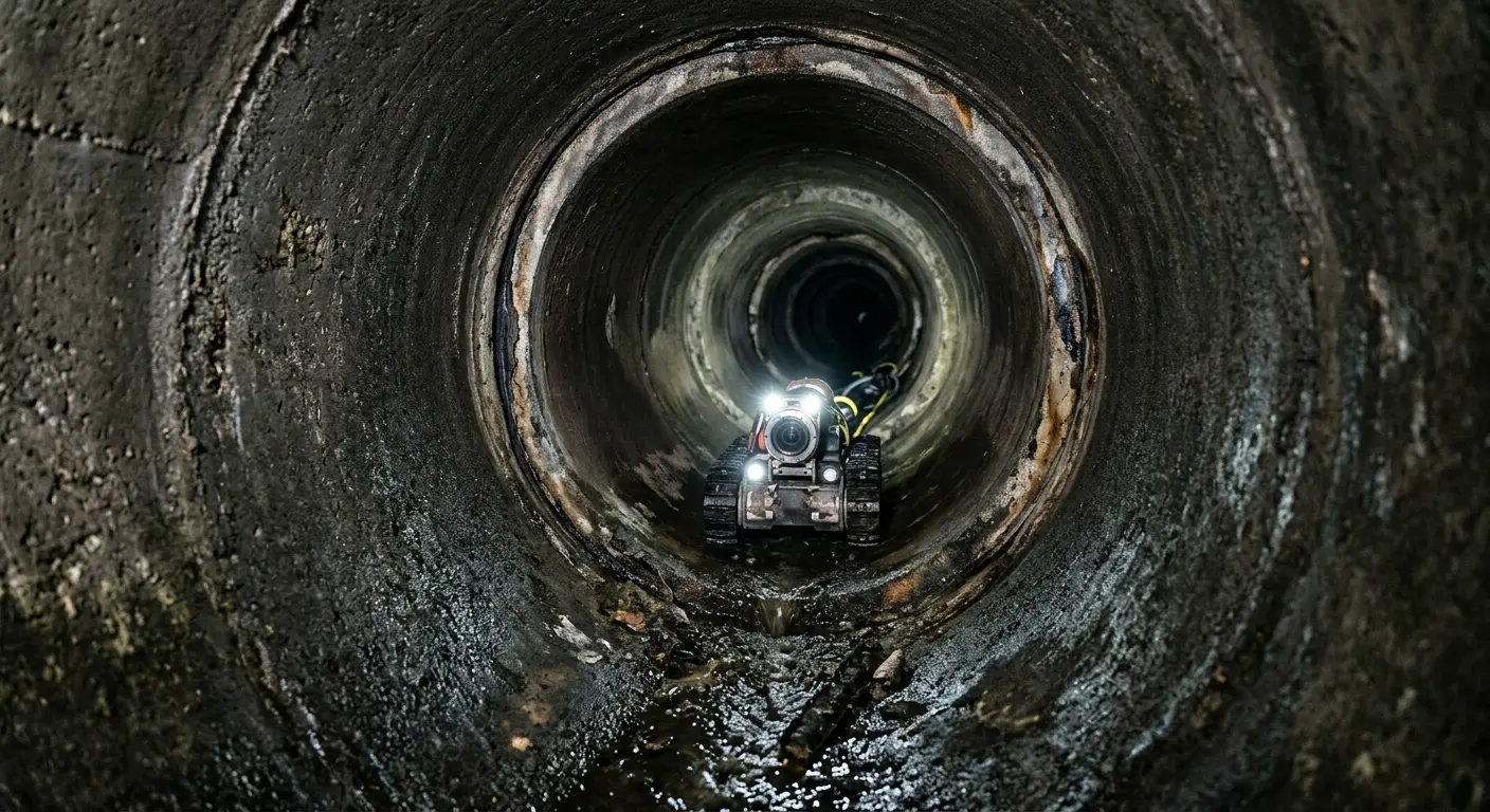 Robotic sewer camera inspecting pipe interior for Sewer Line Cleaning in National City